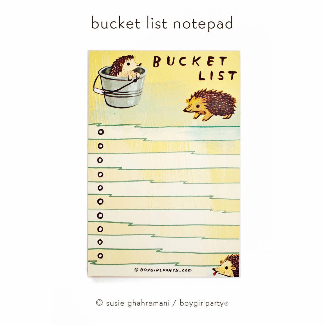 Hedgehog Bucket List Note Pad original
