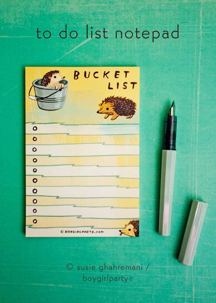 Hedgehog Bucket List Note Pad biodegradable