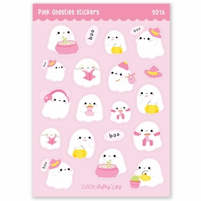 Holo Glitter Pink Ghosties Halloween Stickers top classic