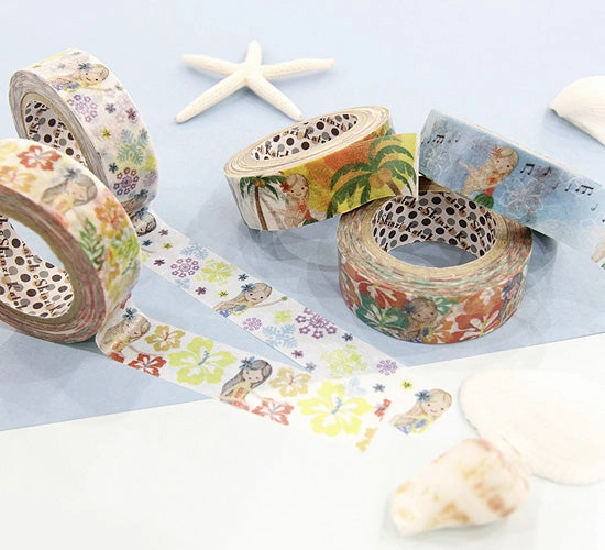 Hula Girl Hibiscus Washi Tape Shinzi Katoh Design eco
