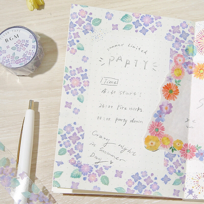 exclusive solid Hydrangea Pet Clear Tape Bgm