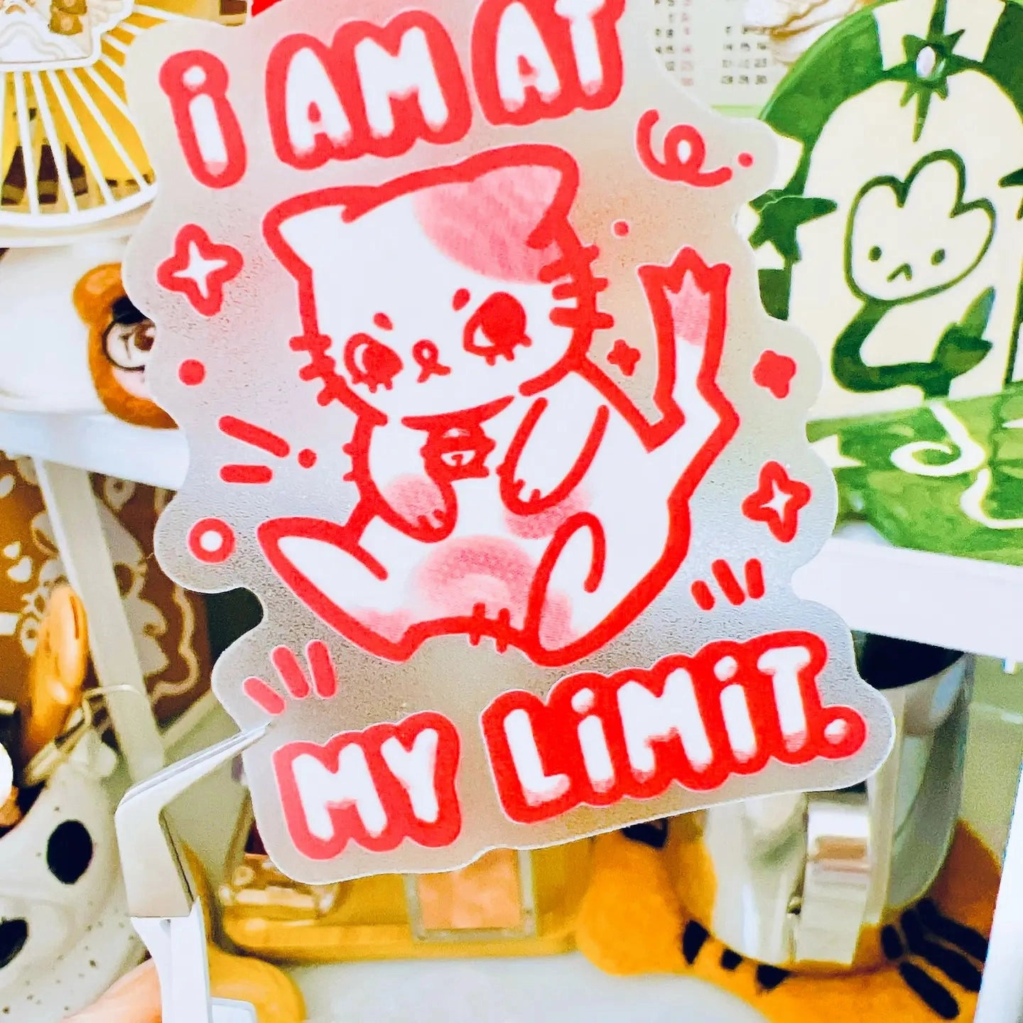 I Am At My Limit Kitten Clear Vinyl Sticker versatile