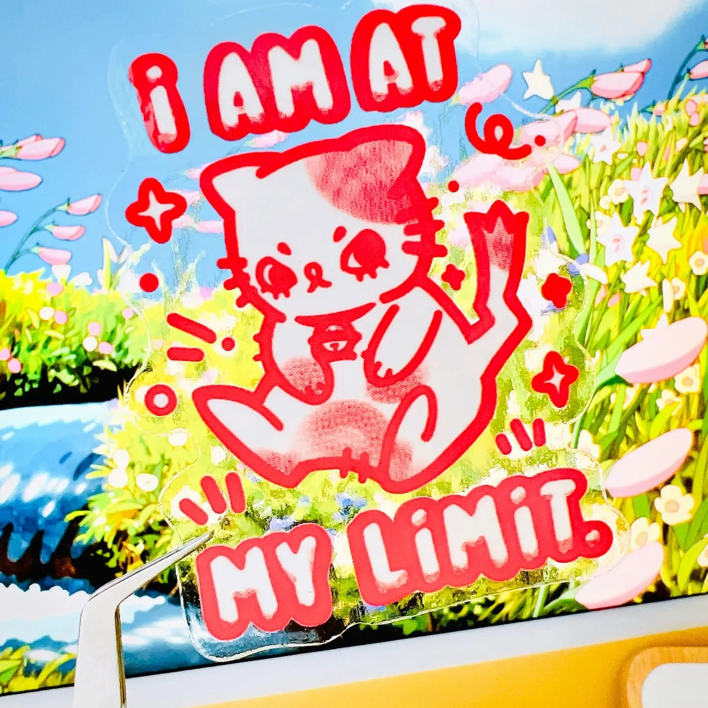 deluxe I Am At My Limit Kitten Clear Vinyl Sticker