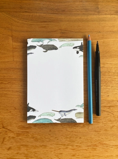 Illustrated Whale Notepad ergonomic
