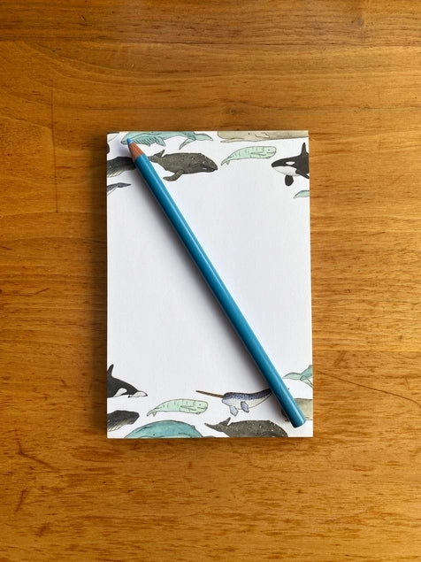 Illustrated Whale Notepad washable