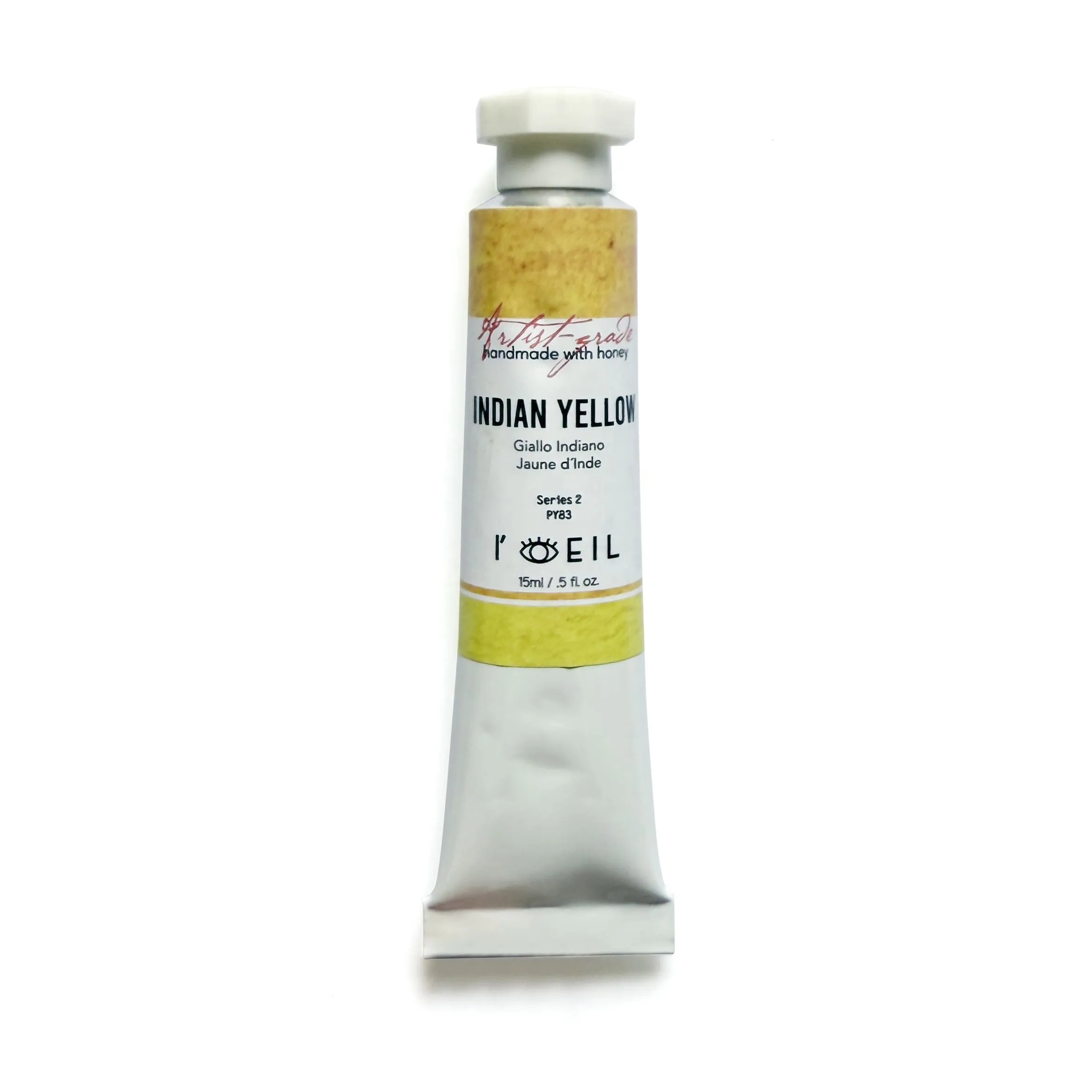 Indian Yellow Synthetic Py83 - Artist Grade Handmade Honey Based Watercolor Tube 15Ml metal