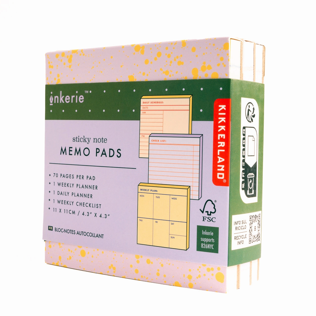 Inkerie Set Of 3 Sticky Note Memo Pads kit top