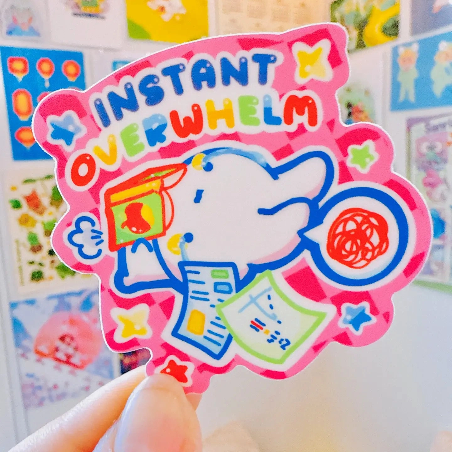 metallic Instant Overwhelm Vinyl Sticker