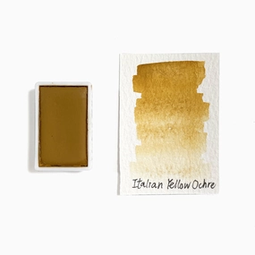Italian Yellow Ochre Py43 - Artist Grade Handmade Honey Based Watercolor Paint Full Pan 3.2Ml plastic compact