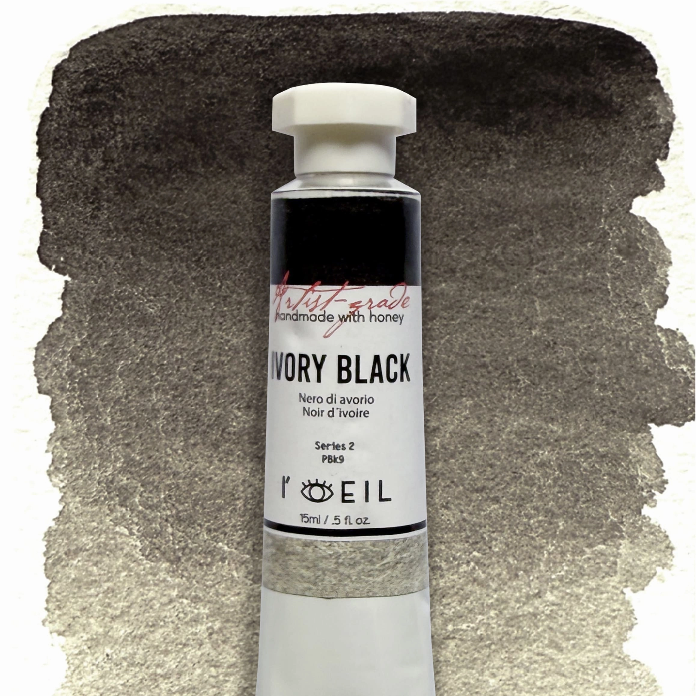 Ivory Black Pbk9 - Artist Grade Handmade Honey Based Watercolor Tube 15Ml large single