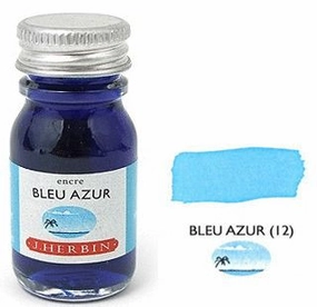 J Herbin Bottled Ink Bleu Azure - 10Ml expandable fiber
