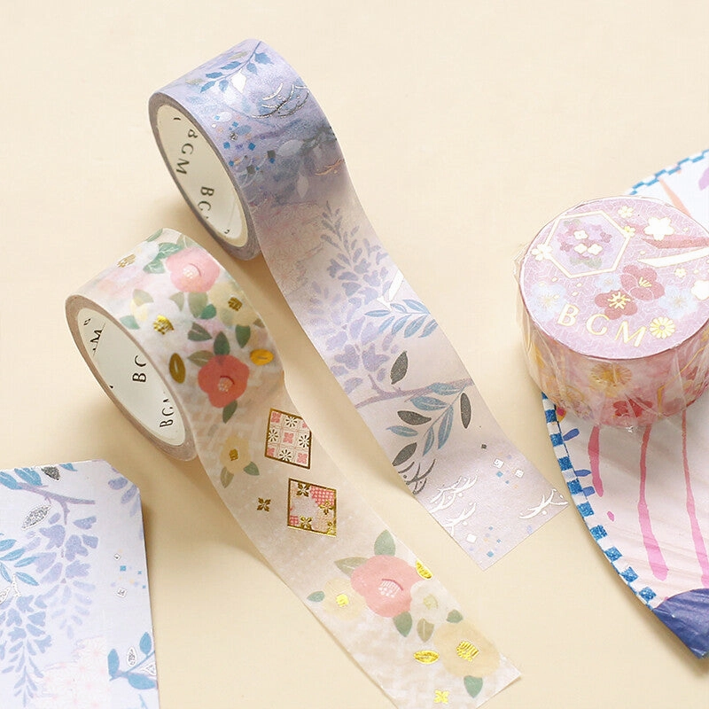plastic portable Japanese Gold Camellia Washi Tape
