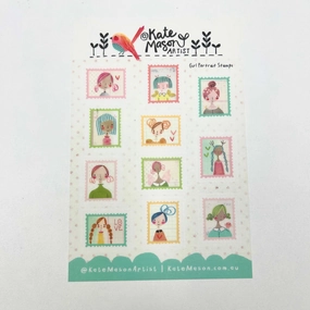 gift giant Kate Mason Sticker Sheet - Girl Portrait Stamps
