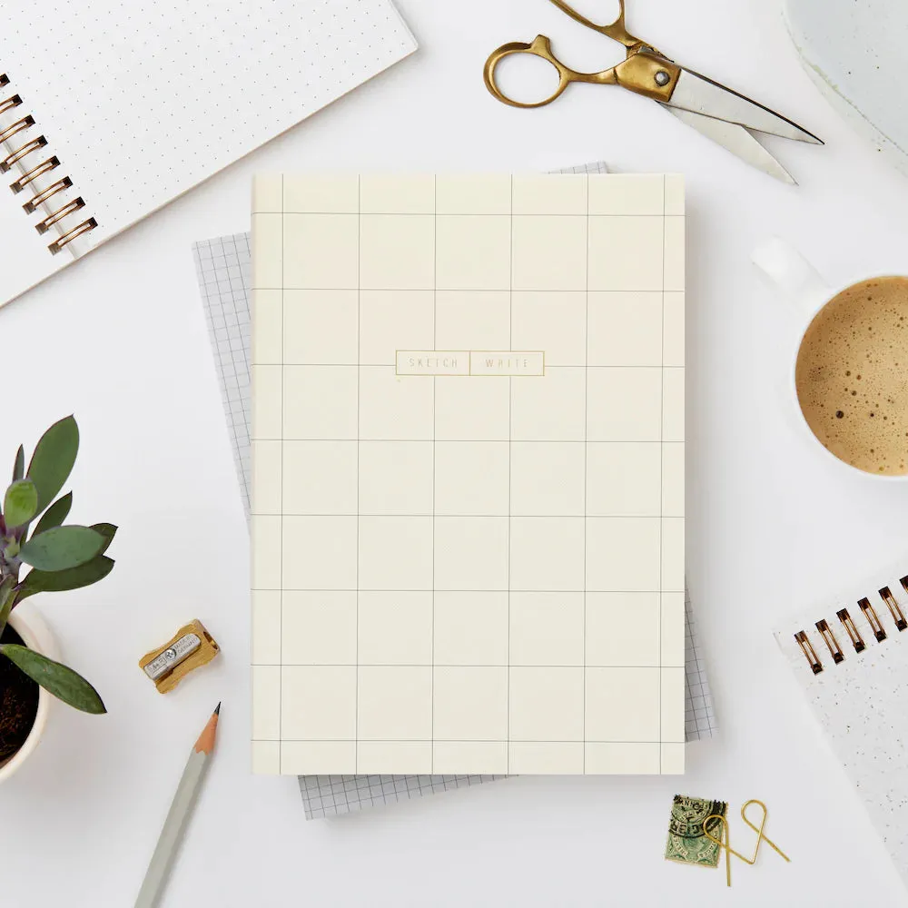 Katie Leamon Wiro Cream Grid Notebook - Blank And Dot Grid paper luxury