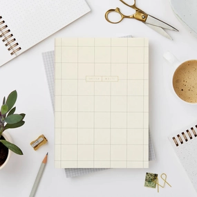Katie Leamon Wiro Cream Grid Notebook - Blank And Dot Grid paper luxury