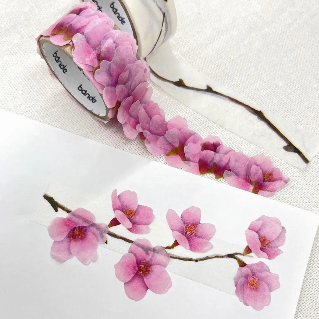washable springloaded Kawazu Cherry Blossom Washi Roll Sticker Bande
