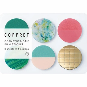 King Jim Coffret Cosmetic Motif Film Stickers Circle Forest Green wide