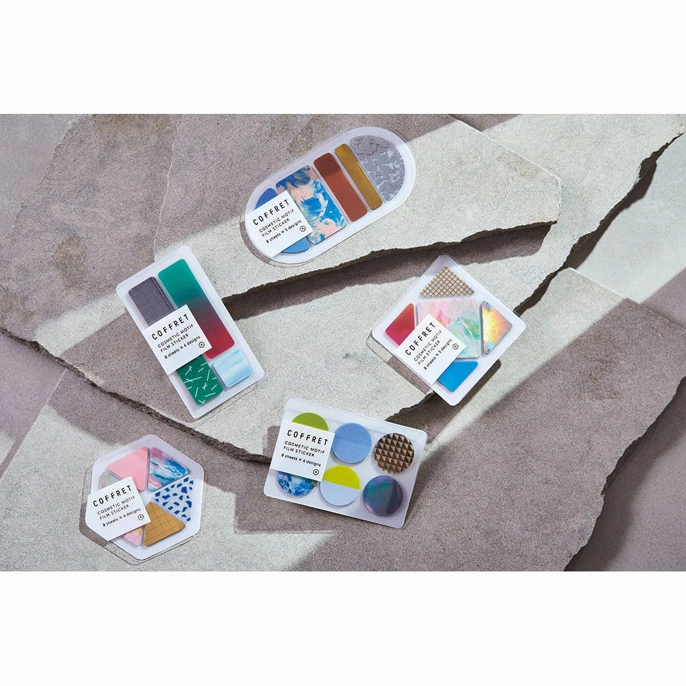 King Jim Coffret Cosmetic Motif Film Stickers Oval Chiffon Yellow wooden pack