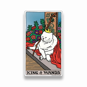 square sealed King Of Wands Tarot Cat Meme Stickers (Minor Arcana)