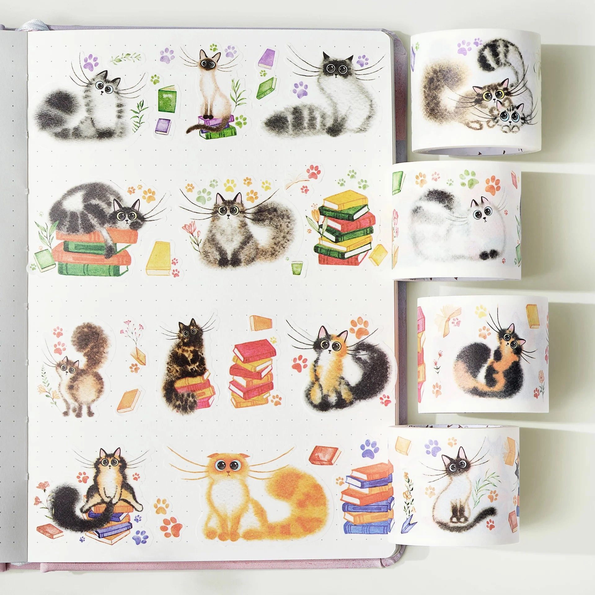 wrapped Kitten'S Play Washi Tape Sticker Set