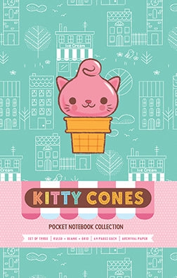 nonslip retro Kitty Cones Pocket Notebook Collection (Set Of 3)