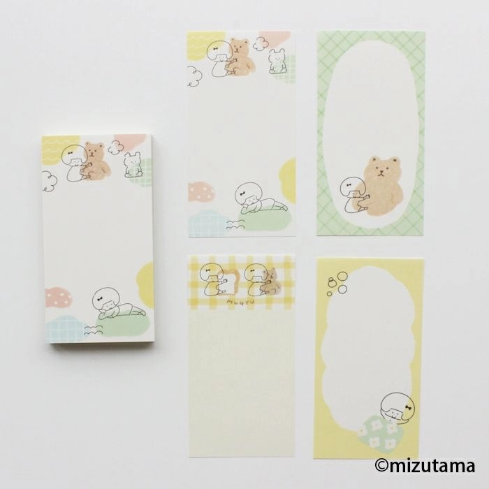 resin sleek Kokoro Moyou Slim Memo Pad - Cuddly
