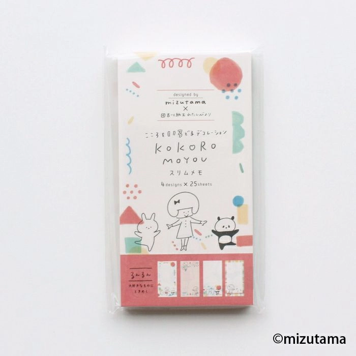 Kokoro Moyou Slim Memo Pad - Happy large cotton