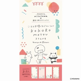 locking eco Kokoro Moyou Slim Memo Pad - Happy
