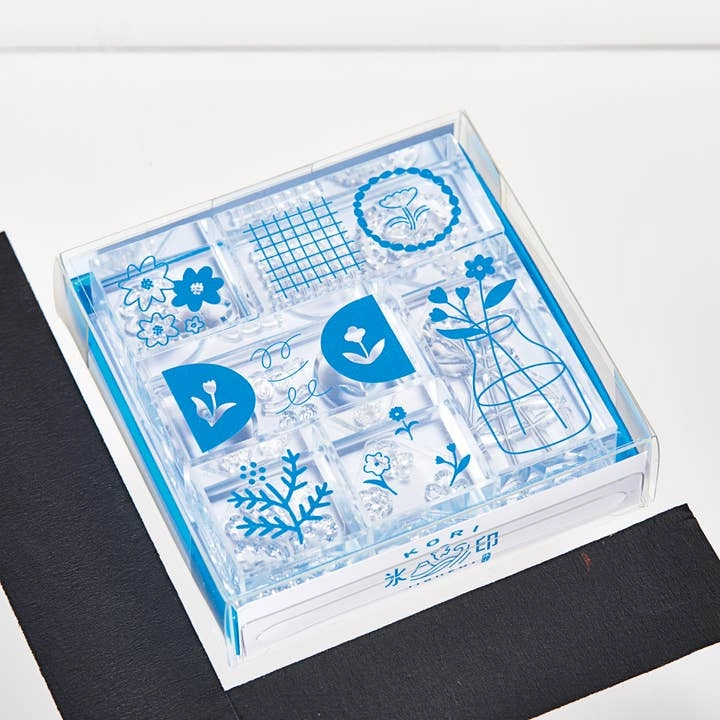 Kori Jirushi Crystal Clarity Stamp Set- Flower boxed lasting