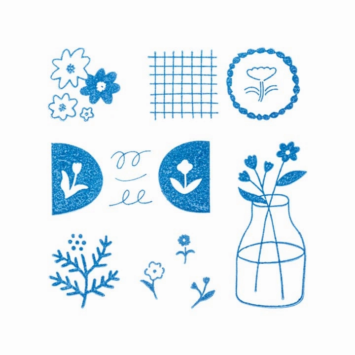 stackable large Kori Jirushi Crystal Clarity Stamp Set- Flower