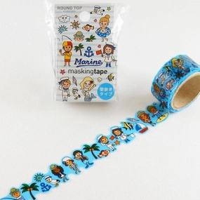 Beach Washi Tape Round Top slim linen