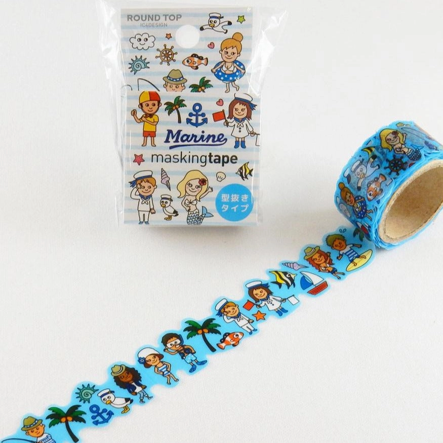Beach Washi Tape Round Top slim linen