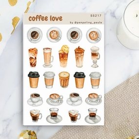 shiny Coffee Love Sticker Sheet