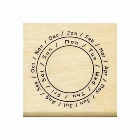 metal bamboo Date Circle Rubber Stamp
