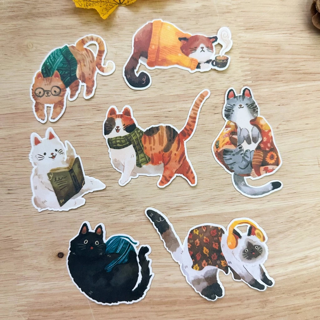 Paperaicashop Cozy Cats Sticker Pack glass trusted