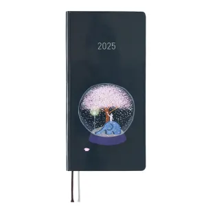 fiber locking Hobonichi 2025 Weeks Hiroko Kubota Night Cherry Blossom Snow Globe