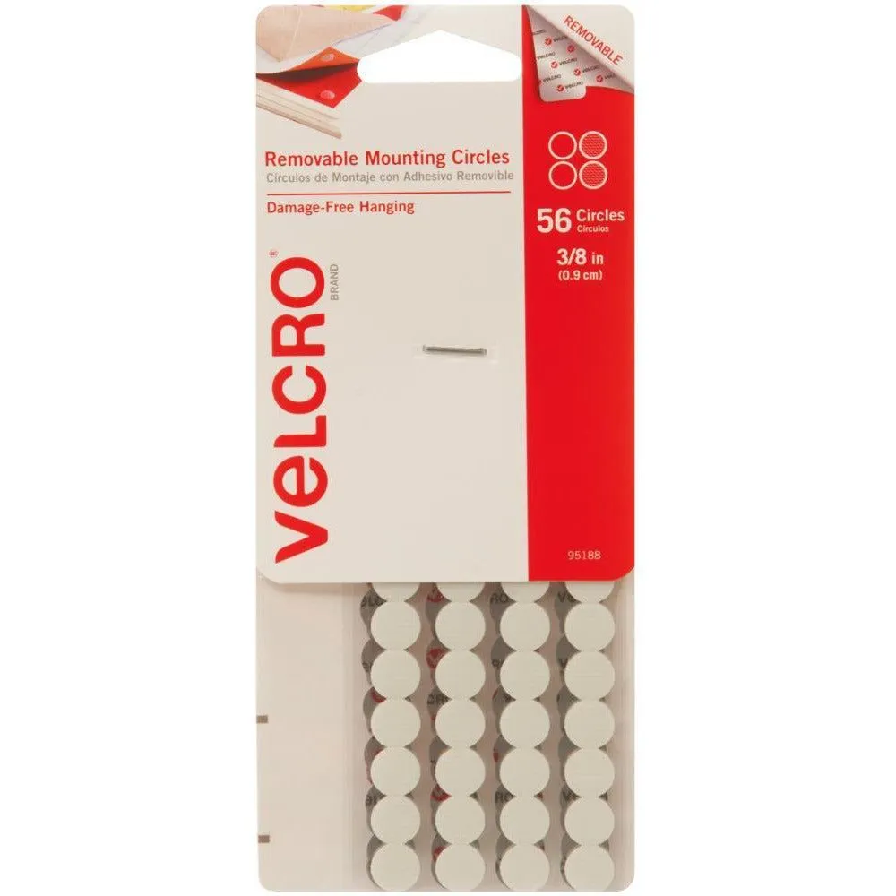 White Velcro Brand Small 3/8" Cirlces - 56 Pkg superior