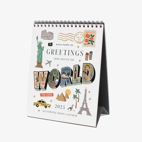 2025 Greetings From Around The World Desk Calendar ergonomic