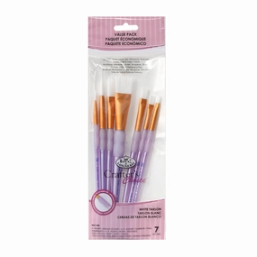 budget 7-Pack White Taklon Flat Paintbrushes