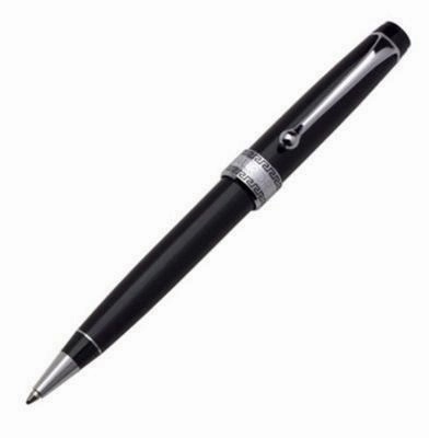 Aurora Optima Resin Chrome Black Ballpoint Pen locking synthetic