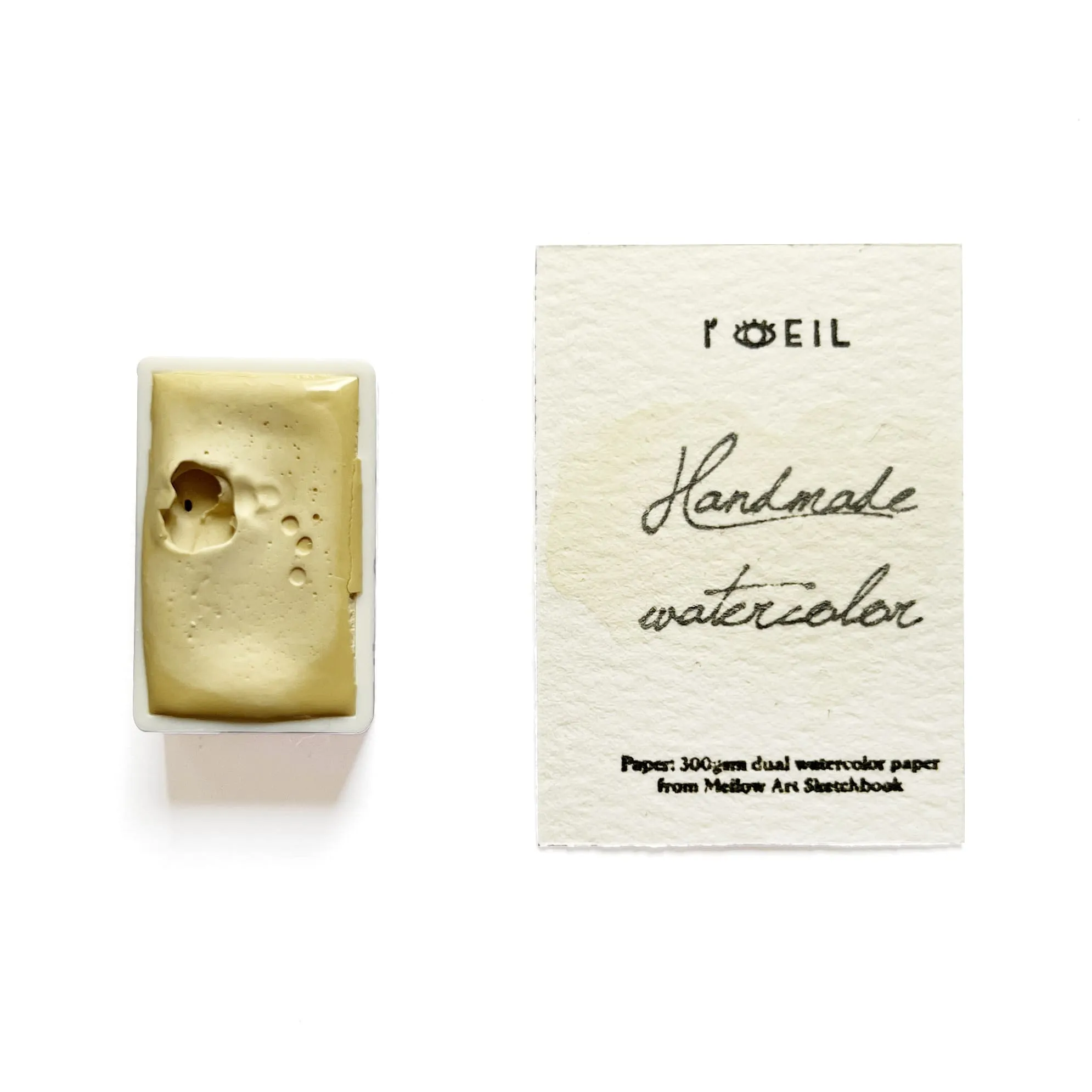 soft matte Yellow Aventurine (Mineral) - Artist Grade Handmade Honey Based Watercolor Paint Full Pan 3.2Ml