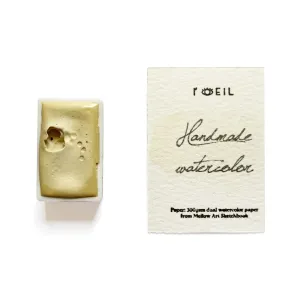 retro foldable Yellow Aventurine (Mineral) - Artist Grade Handmade Honey Based Watercolor Paint Full Pan 3.2Ml