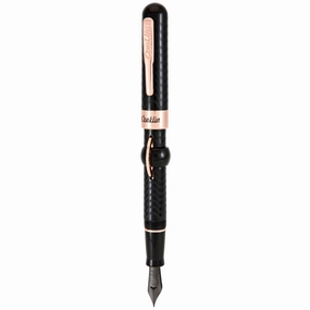 classic Conklin Mark Twain Crescent Filler Black Chase Rose Gold Fountain Pen