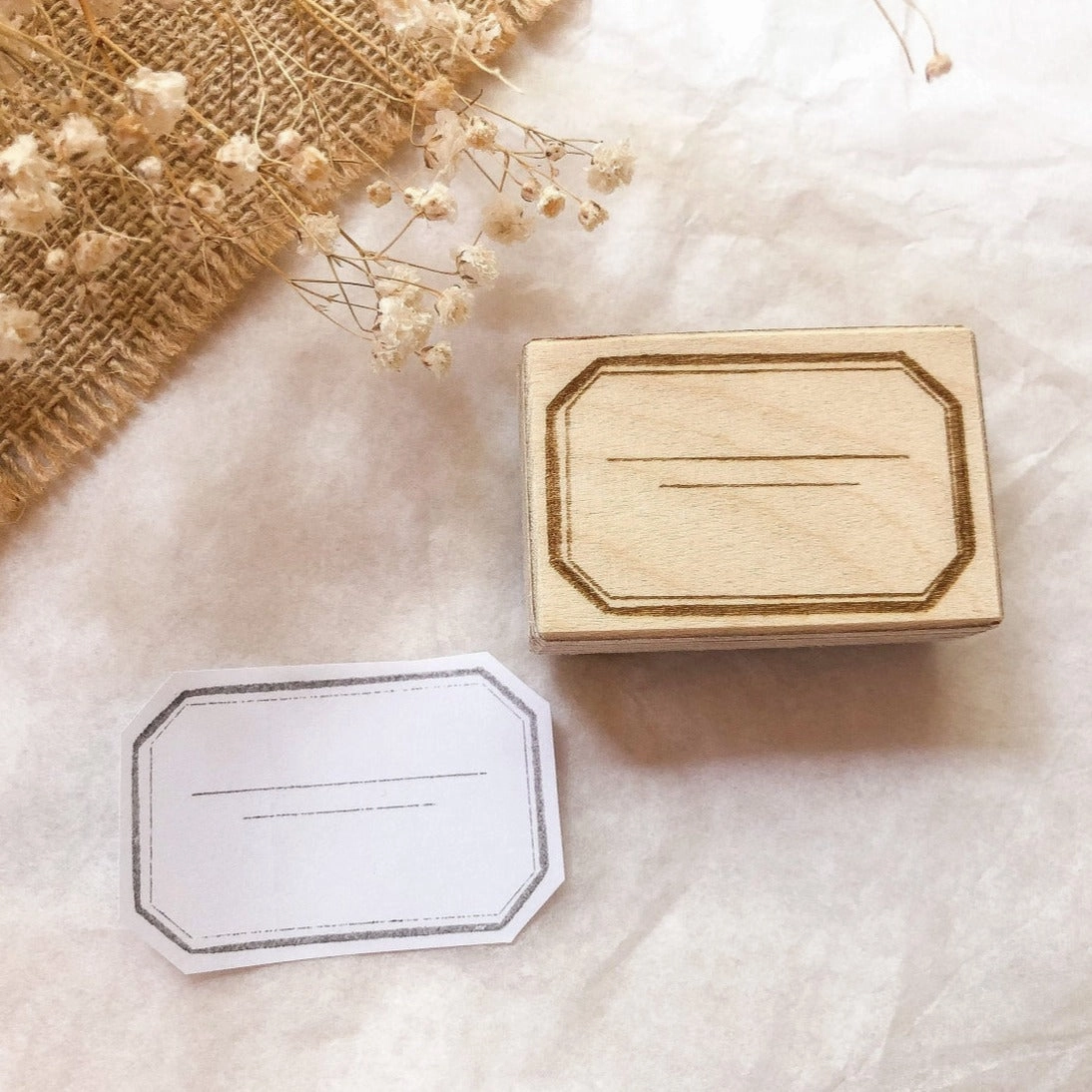 Label With Lines Rubber Stamp cotton flat