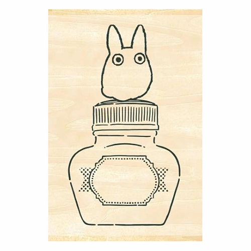 warm Little Totoro And Ink Bottle Rubber Stamp