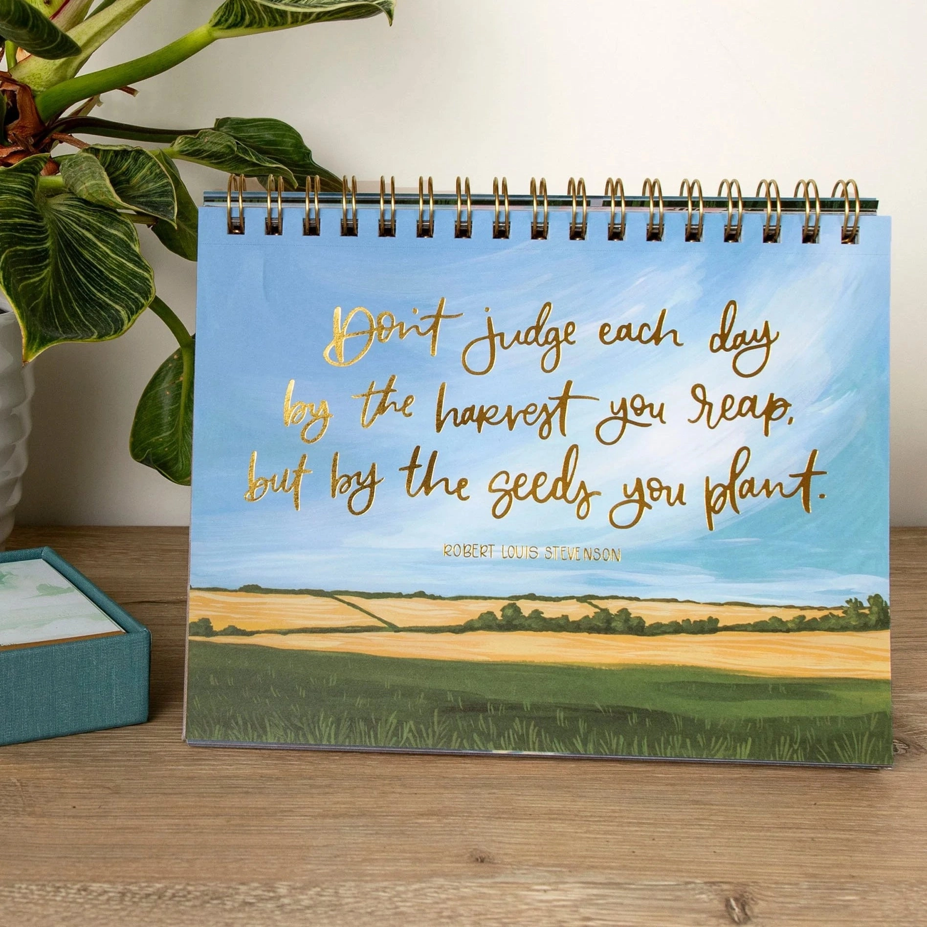 metal 2025 Land & Sky Desktop Flip Calendar