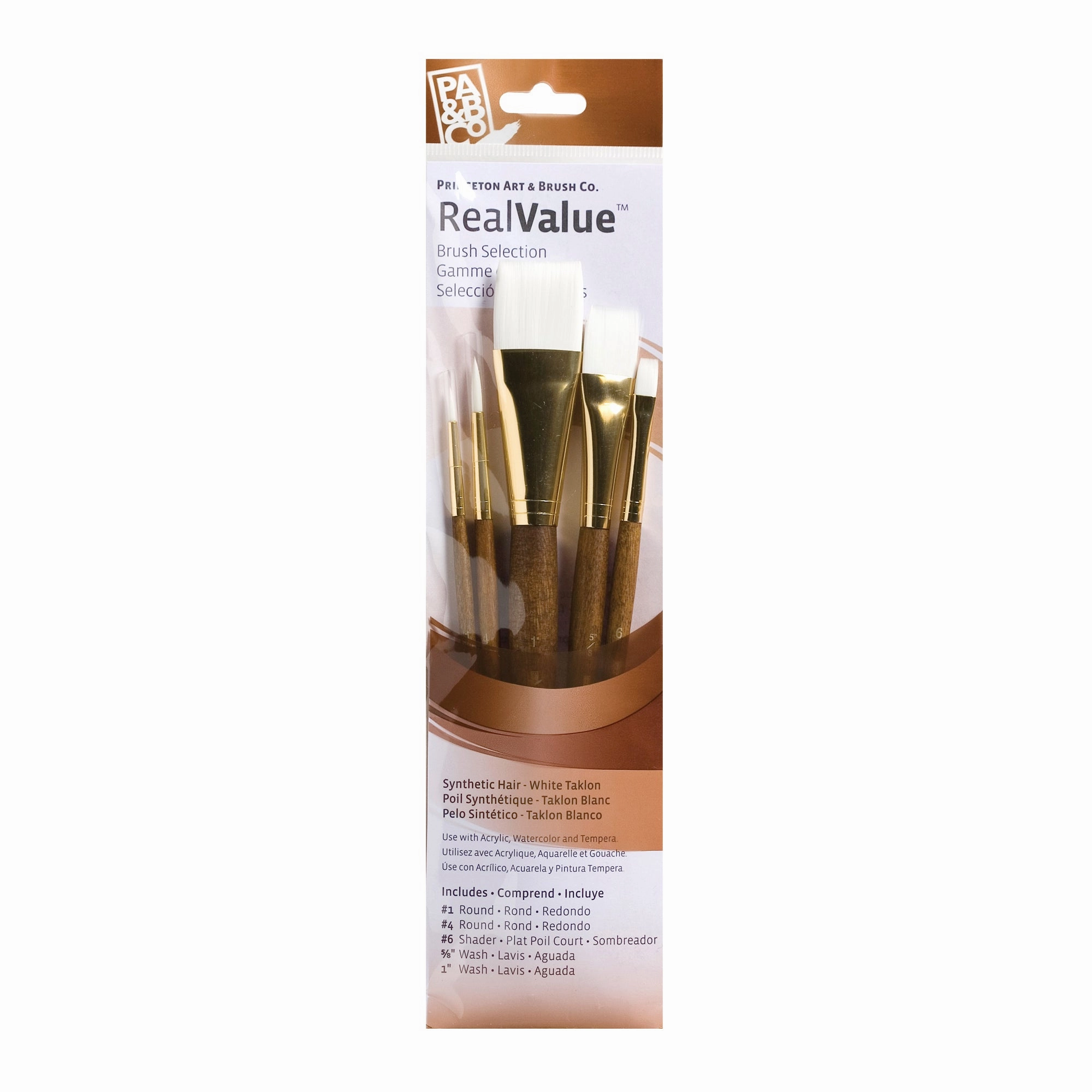 glass expandable 5-Piece Synthetic White Taklon Brush Set - 9144