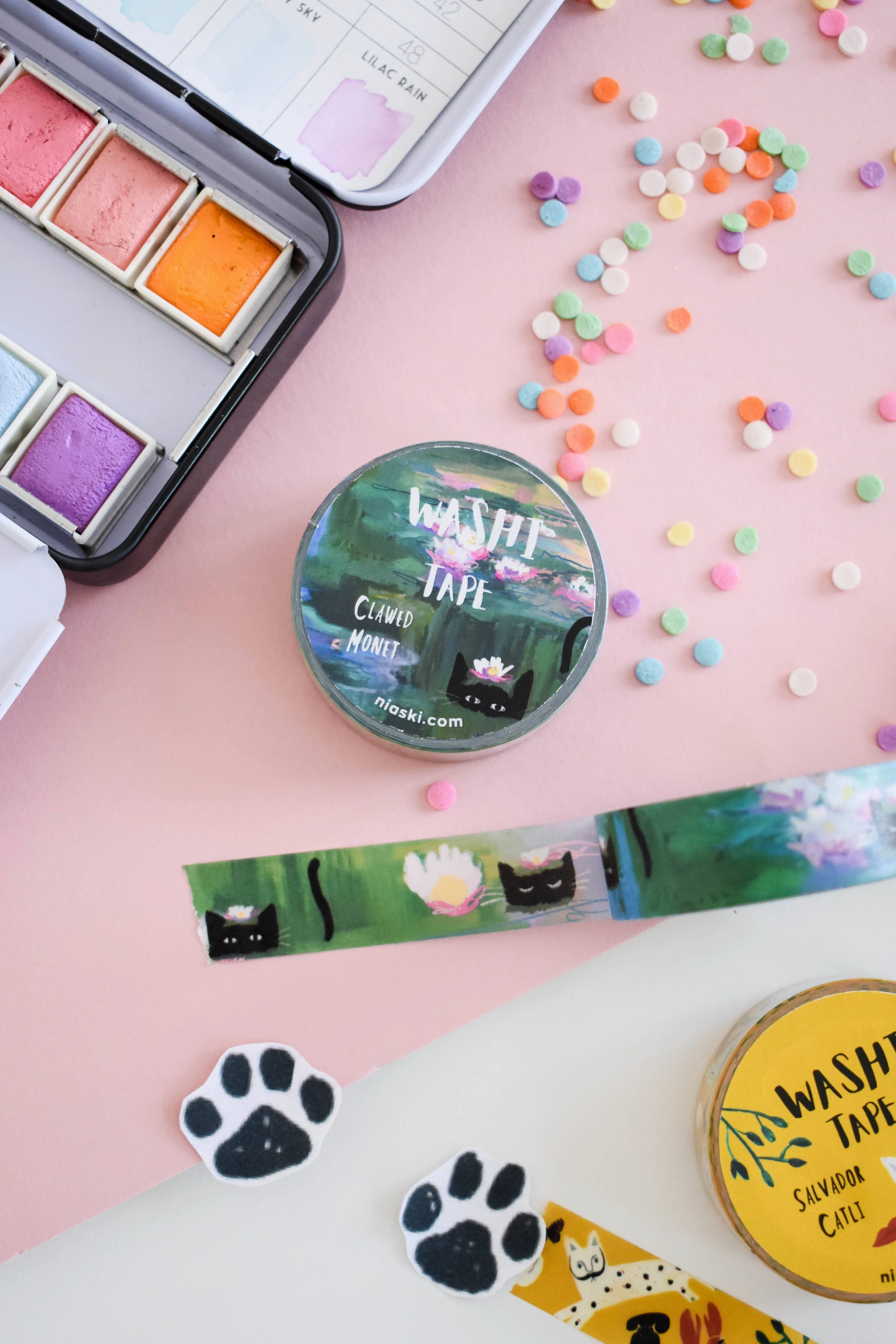 Clawed Monet Cat Washi Tape alloy