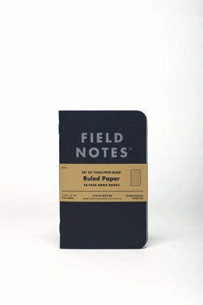 Field Notes Pitch Black Ruled 3-Pack- 3.5 X 5.5 Inch Size organic