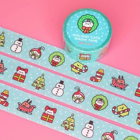 soft earthy Holiday Cats Glitter Washi Tape